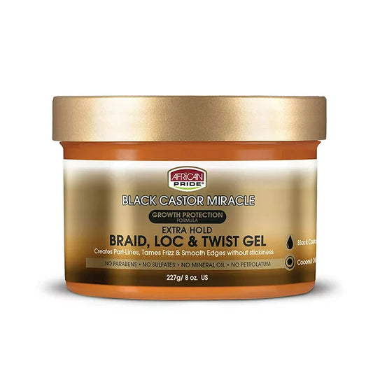AFRICAN PRIDE BLACK CASTOR MIRACLE BRAID LOC & TWISTING GEL 8oz