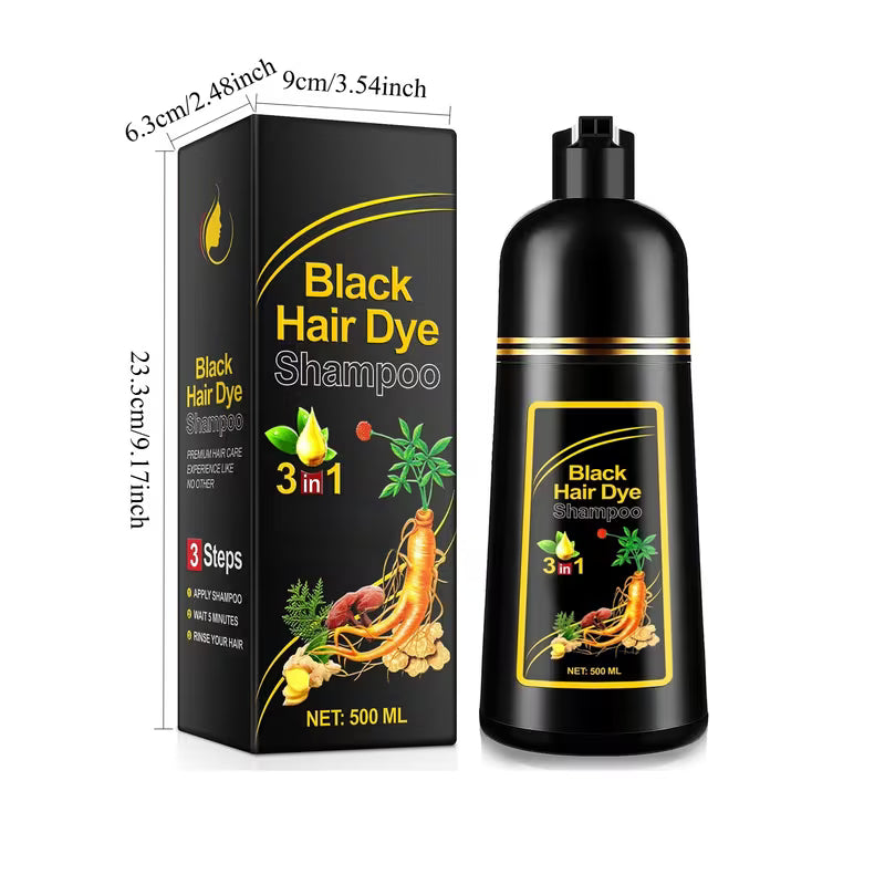 Black Hair Dye Shampoo 3 In 1