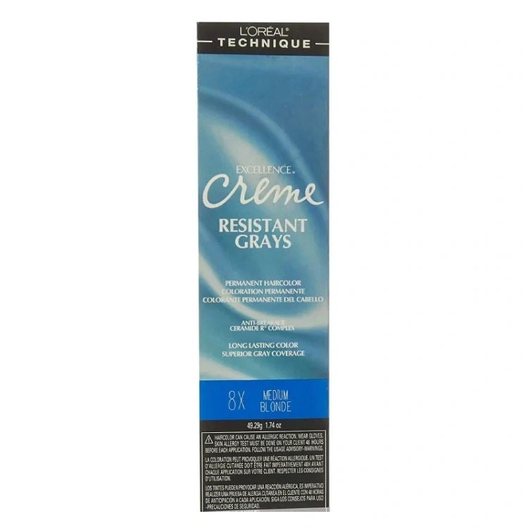 L,Oreal Excellence Creme Gray Coverage Med Blonde 8 1.75 oz