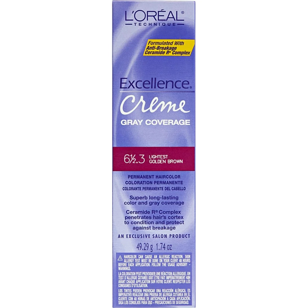 L'Oreal Excellence Creme Gray Coverage Lght Golden Brown 6.3 1.75 oz