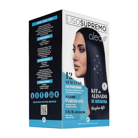 ALEA - Supreme Straight KIT - Smoothing Cream 160ml + Sulfate-Free Shampoo 100ml + Mask 100ml + Elixir 15ml - Keratin Hair Smoothing - Lasts 12 Weeks - Soft and Shiny Hair